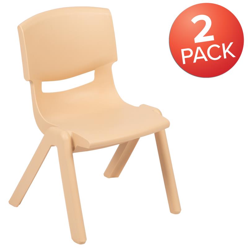 Whitney 2 Pack Natural Plastic Stackable School Chair with 12" Seat Height