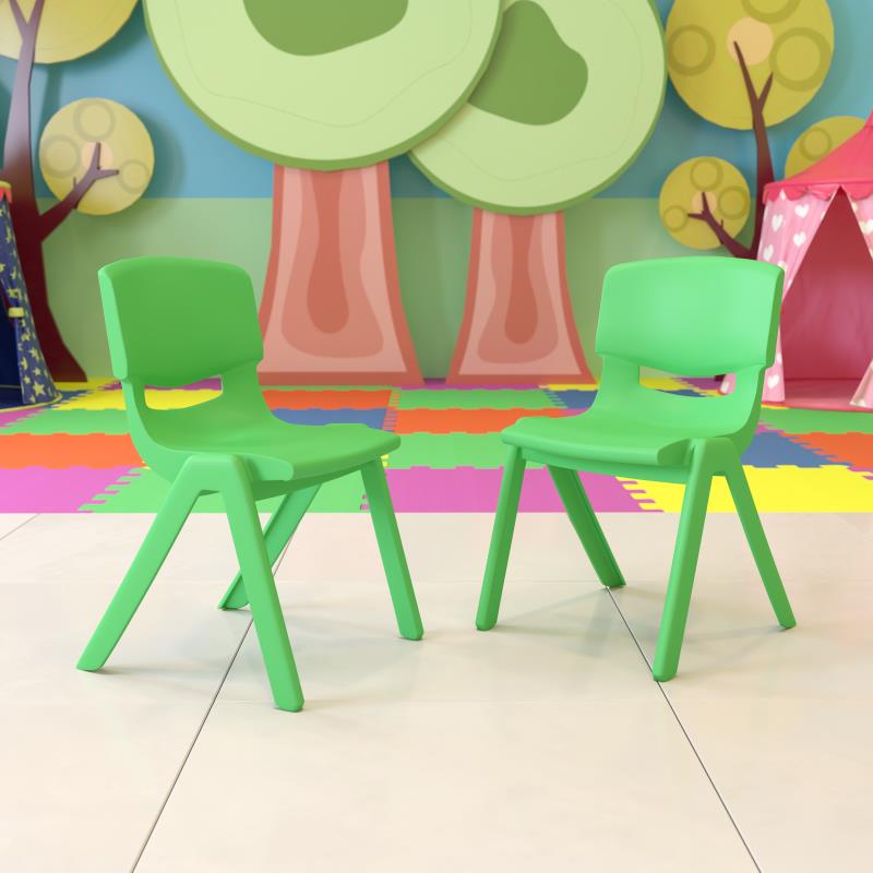 Whitney 2 Pack Green Plastic Stackable School Chair with 15.5" Seat Height