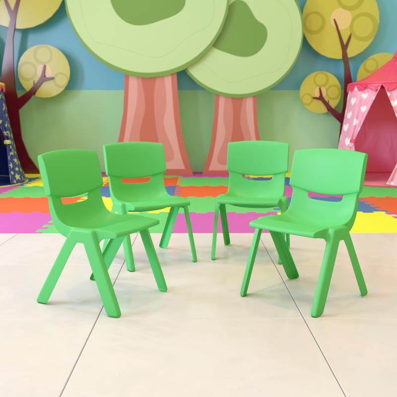 Whitney 4 Pack Green Plastic Stackable School Chair with 12'' Seat Height
