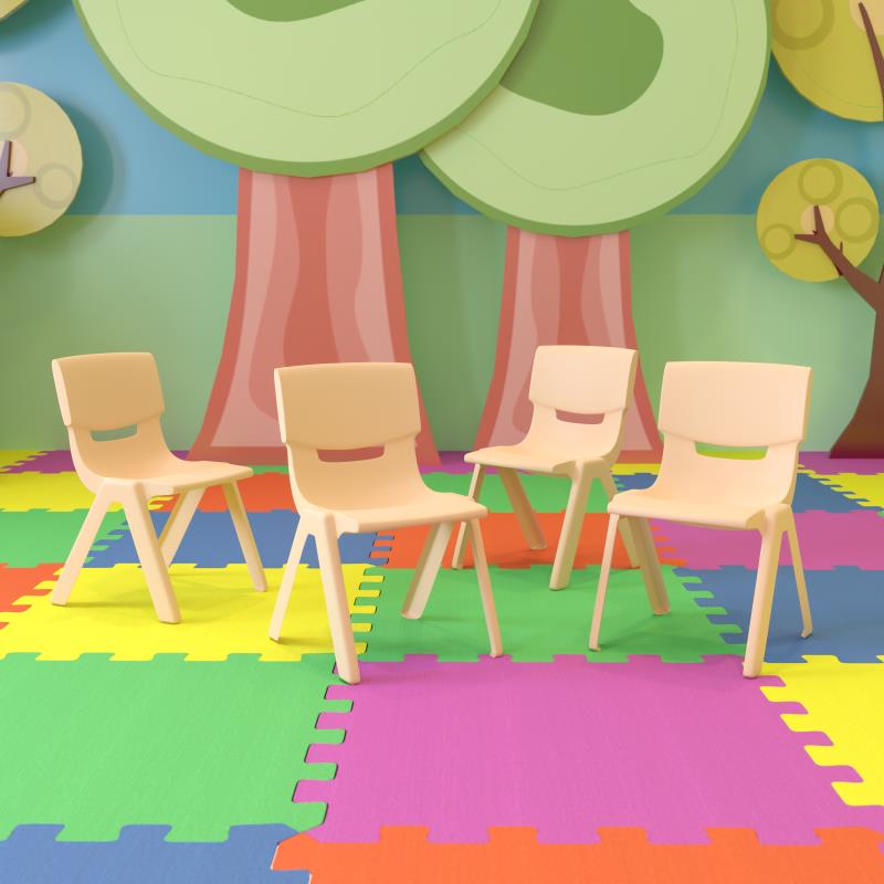 Whitney 4 Pack Natural Plastic Stackable School Chair with 12'' Seat Height