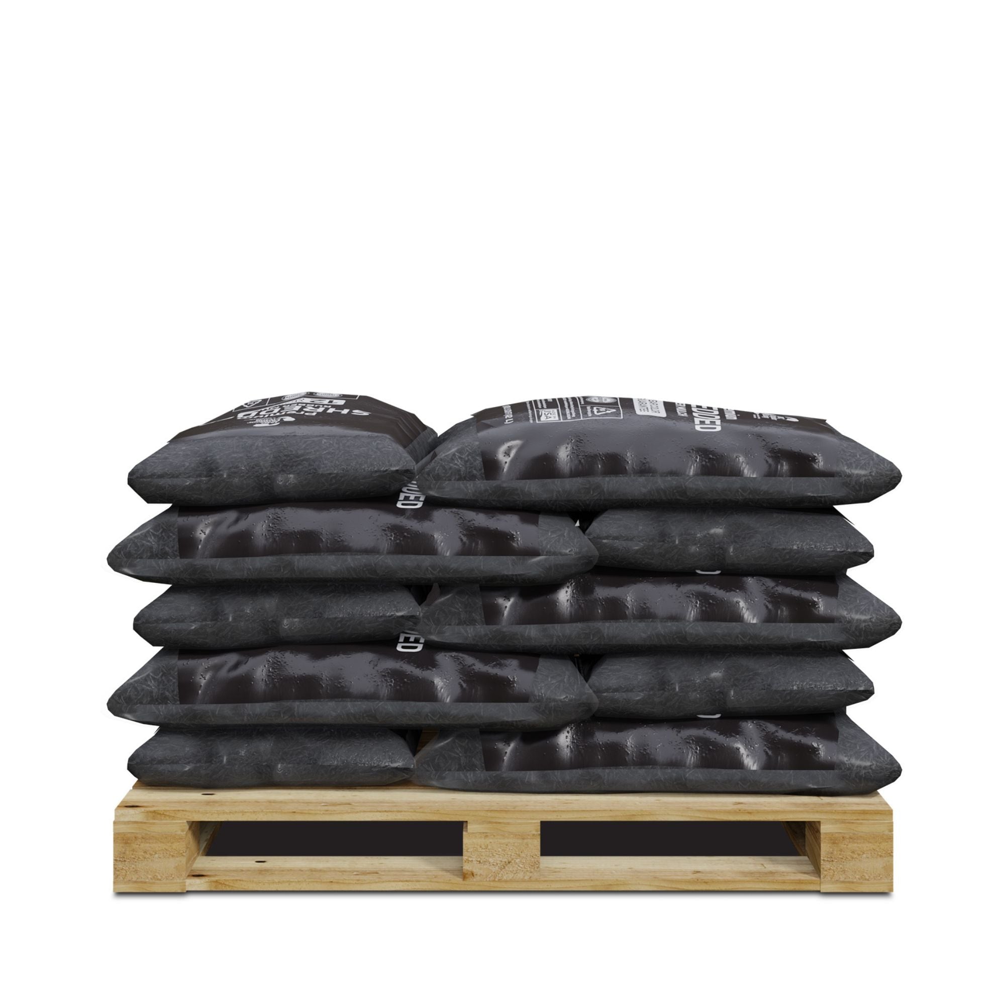 GroundSmart Black shredded rubber landscape mulch pallet