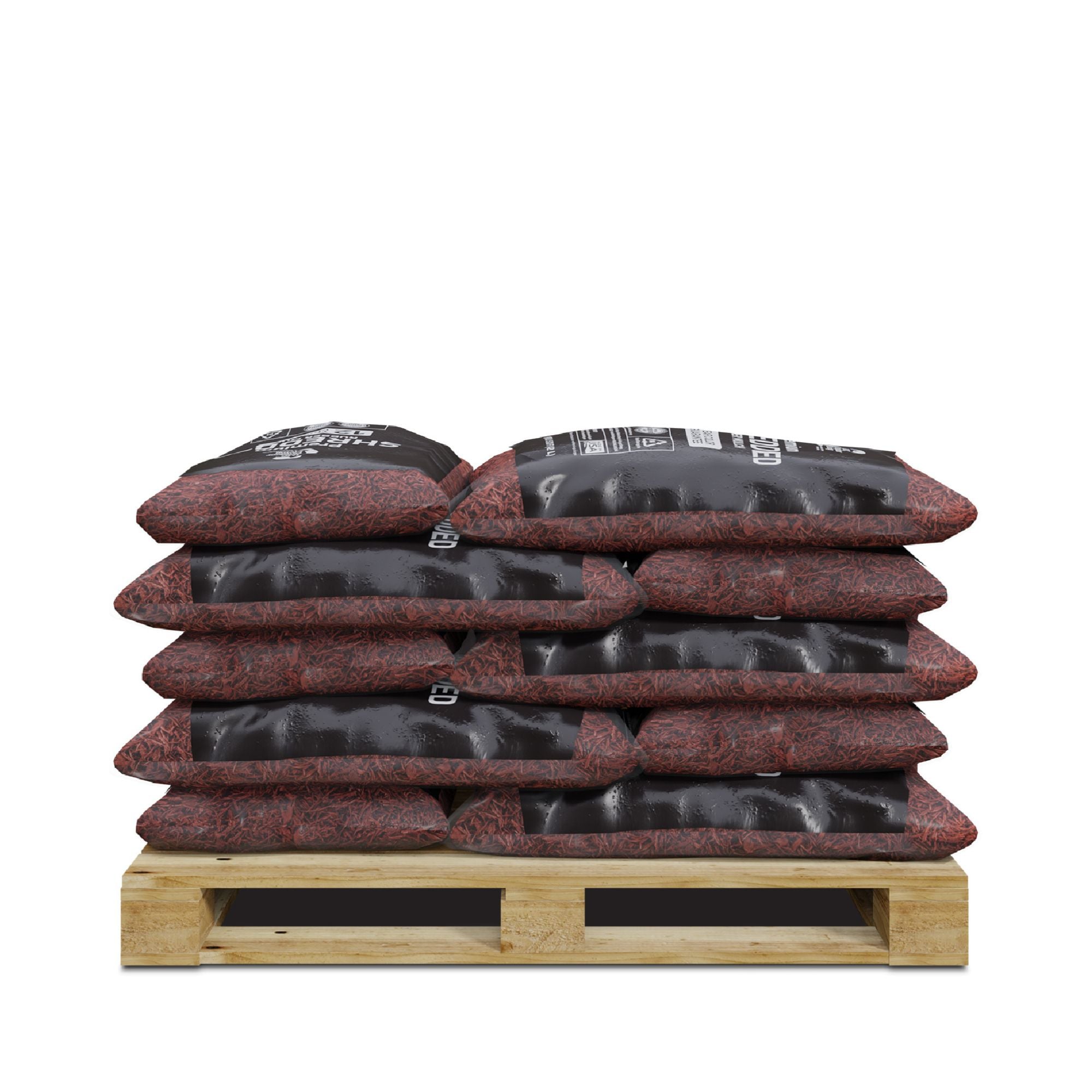 GroundSmart Red shredded rubber landscape mulch pallet