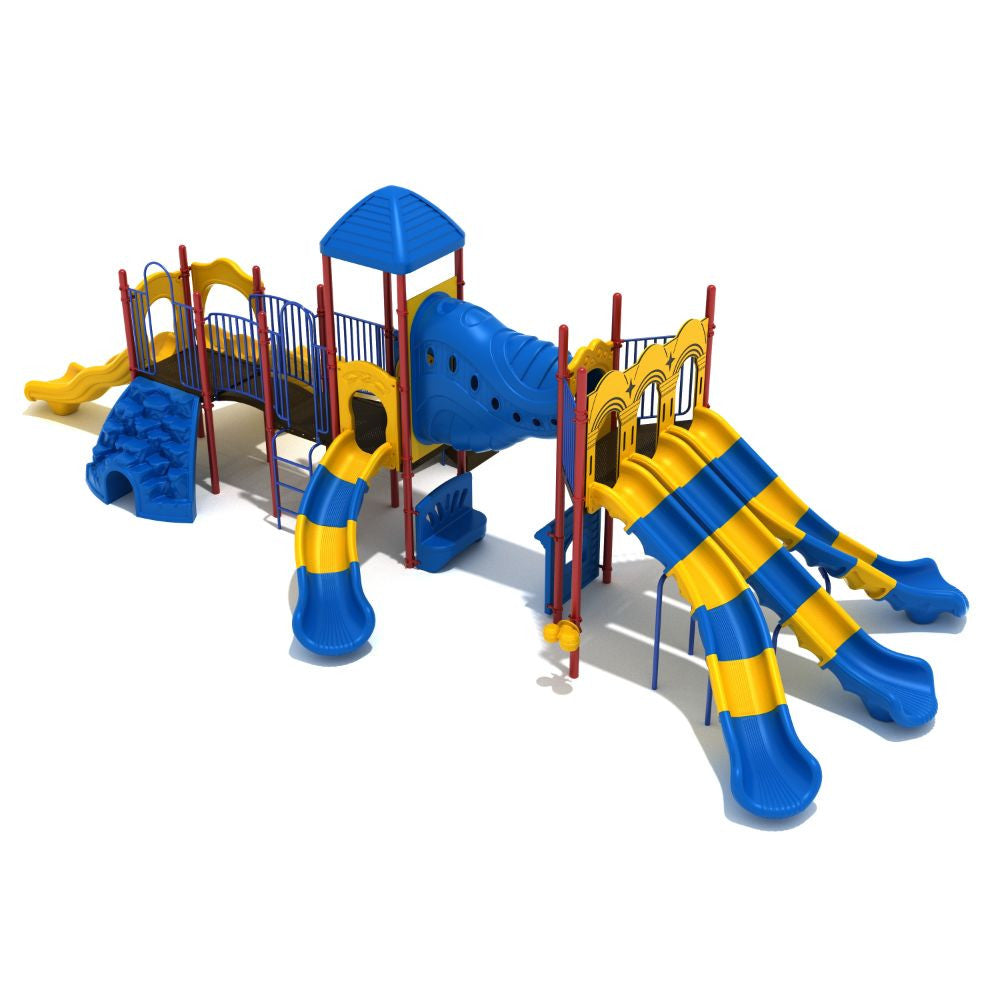Cactus Corner commercial playground in Primary colors, front view