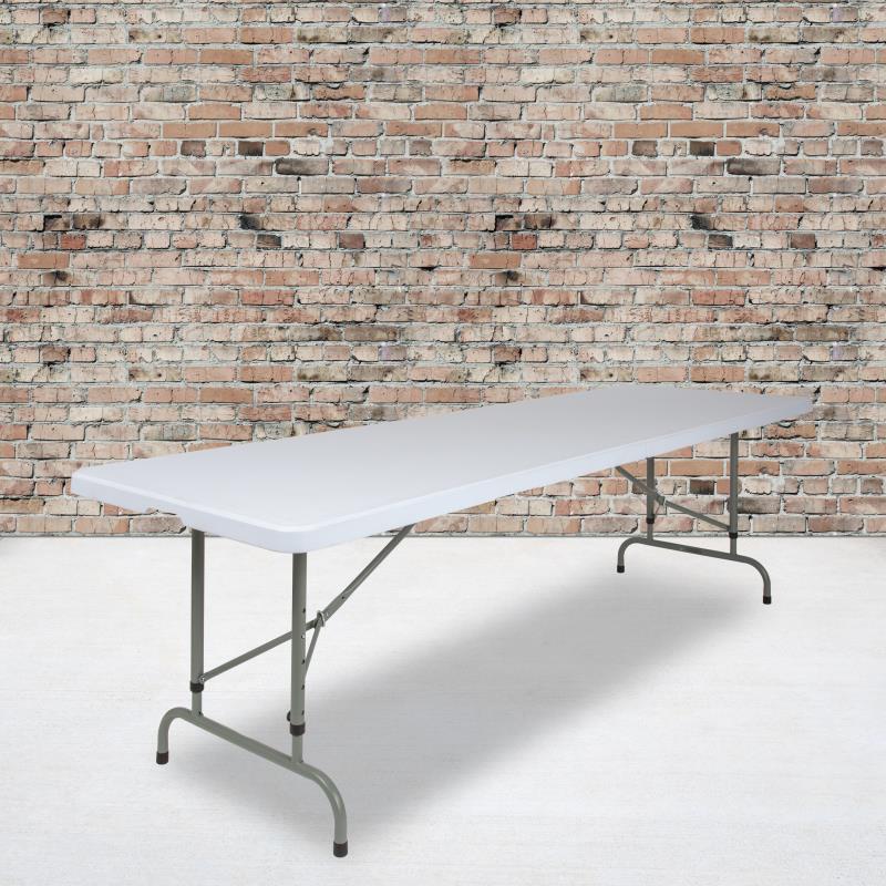 Kathryn 6-Foot Bi-Fold Granite White Plastic Folding Table