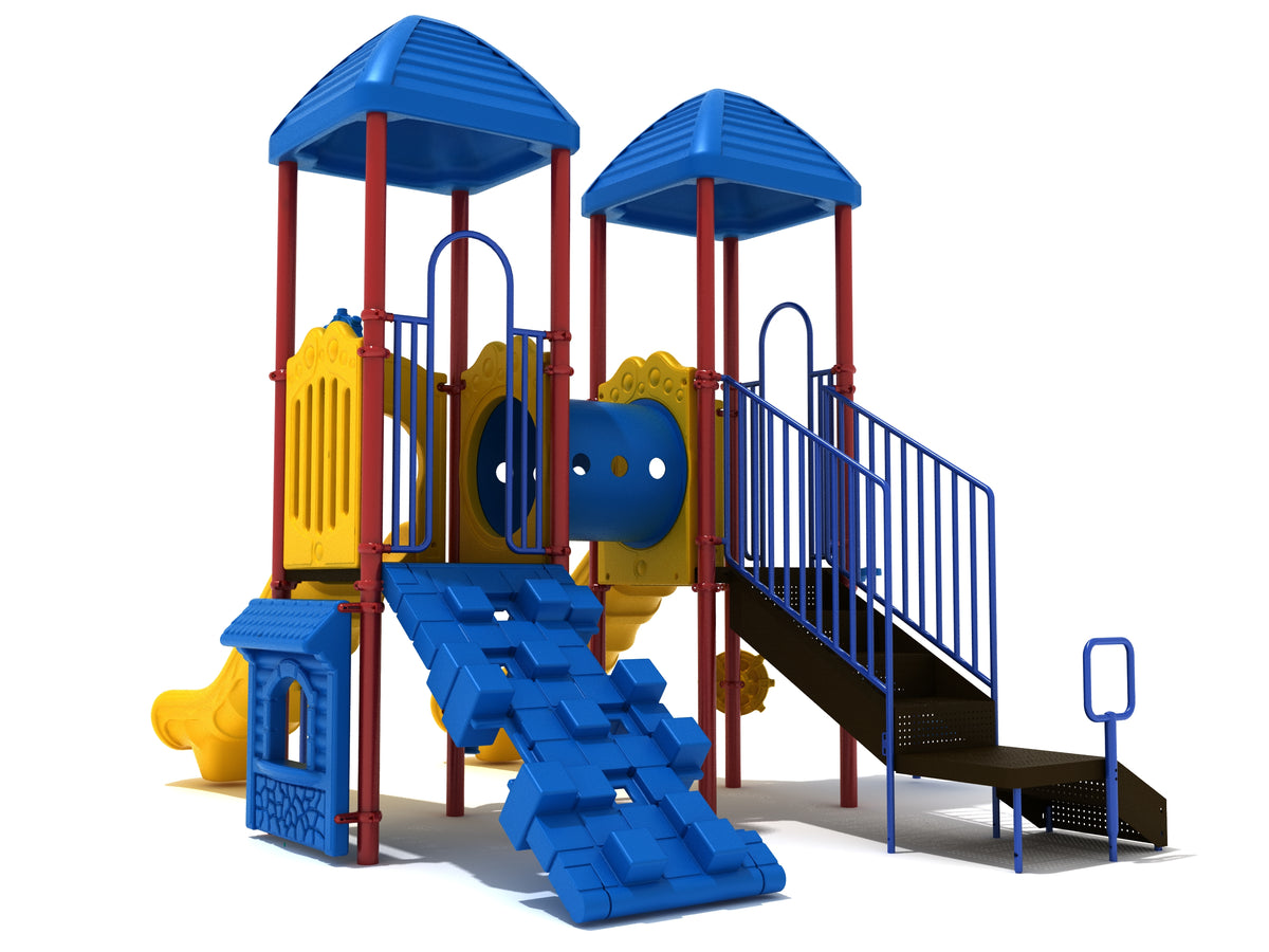 Sugar Land commercial playground in Primary colors, alternate view