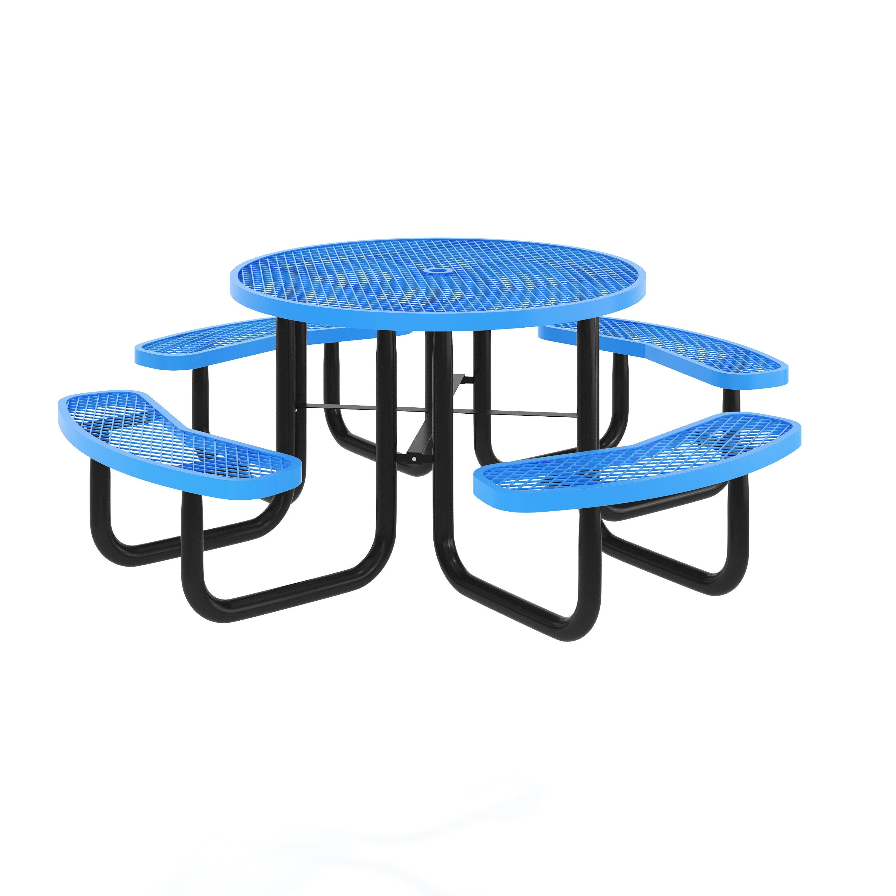 Creekside 46-inch round blue freestanding commercial picnic table