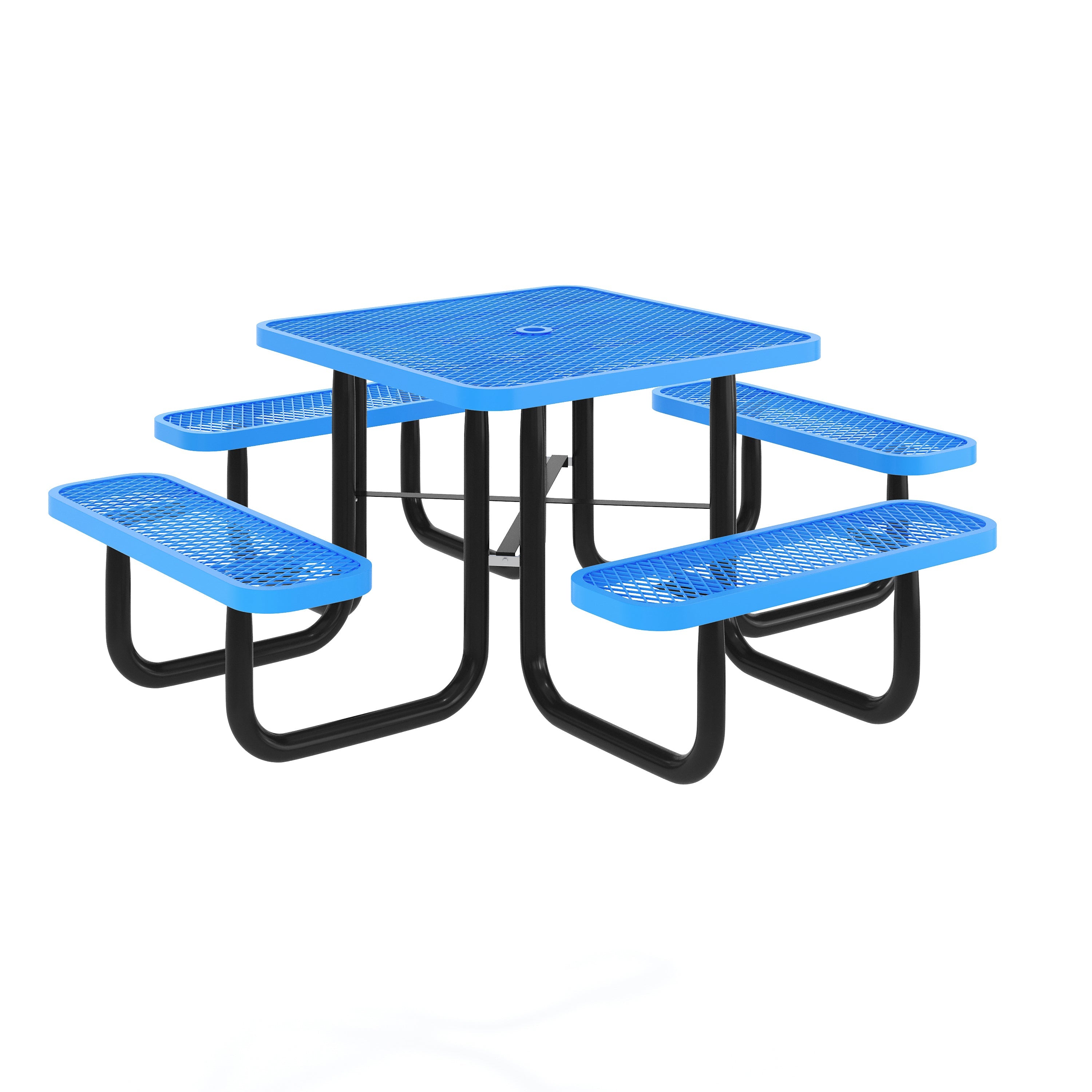 Creekside 46-inch square blue freestanding commercial picnic table