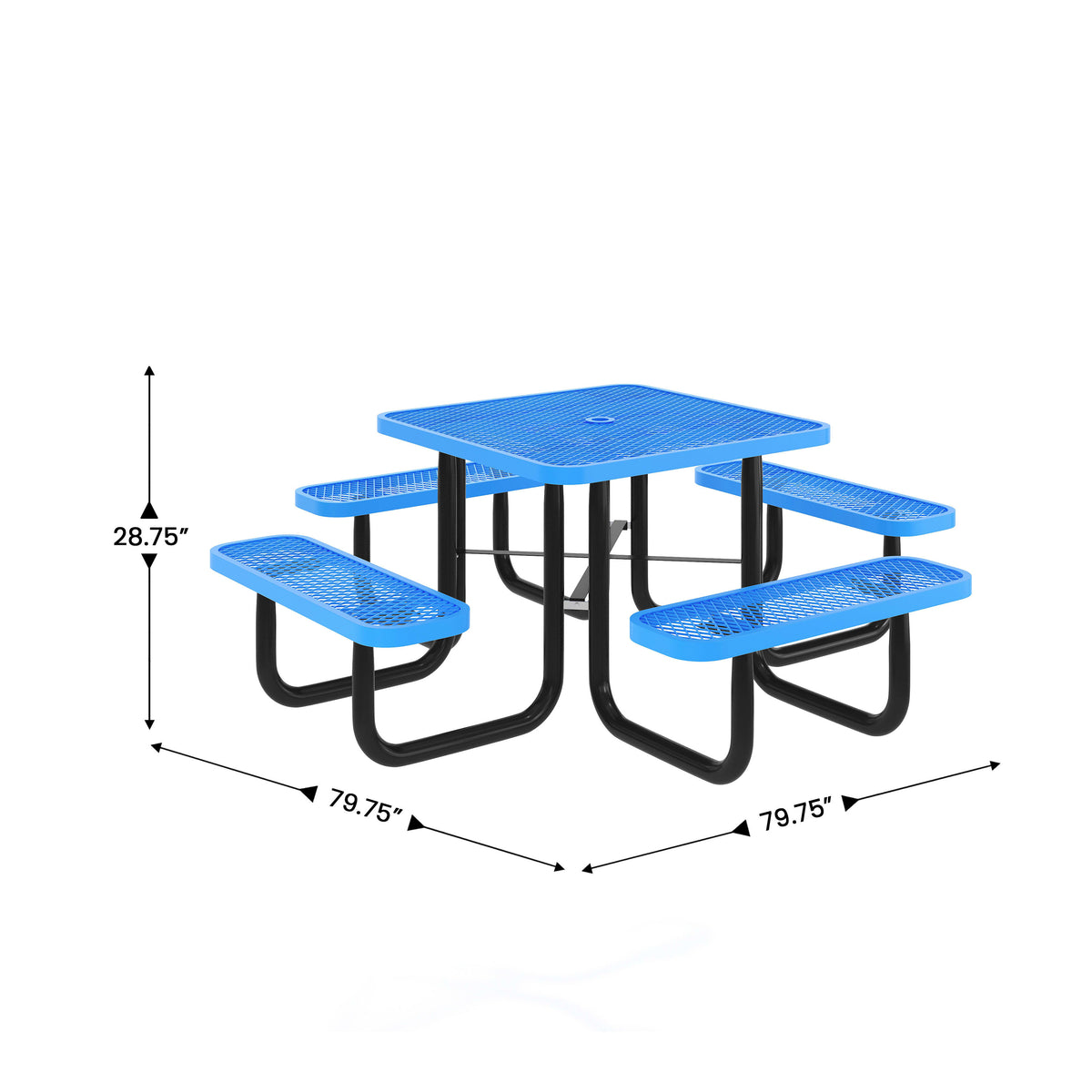 Creekside 46-inch square blue freestanding commercial picnic table, alternate view 3