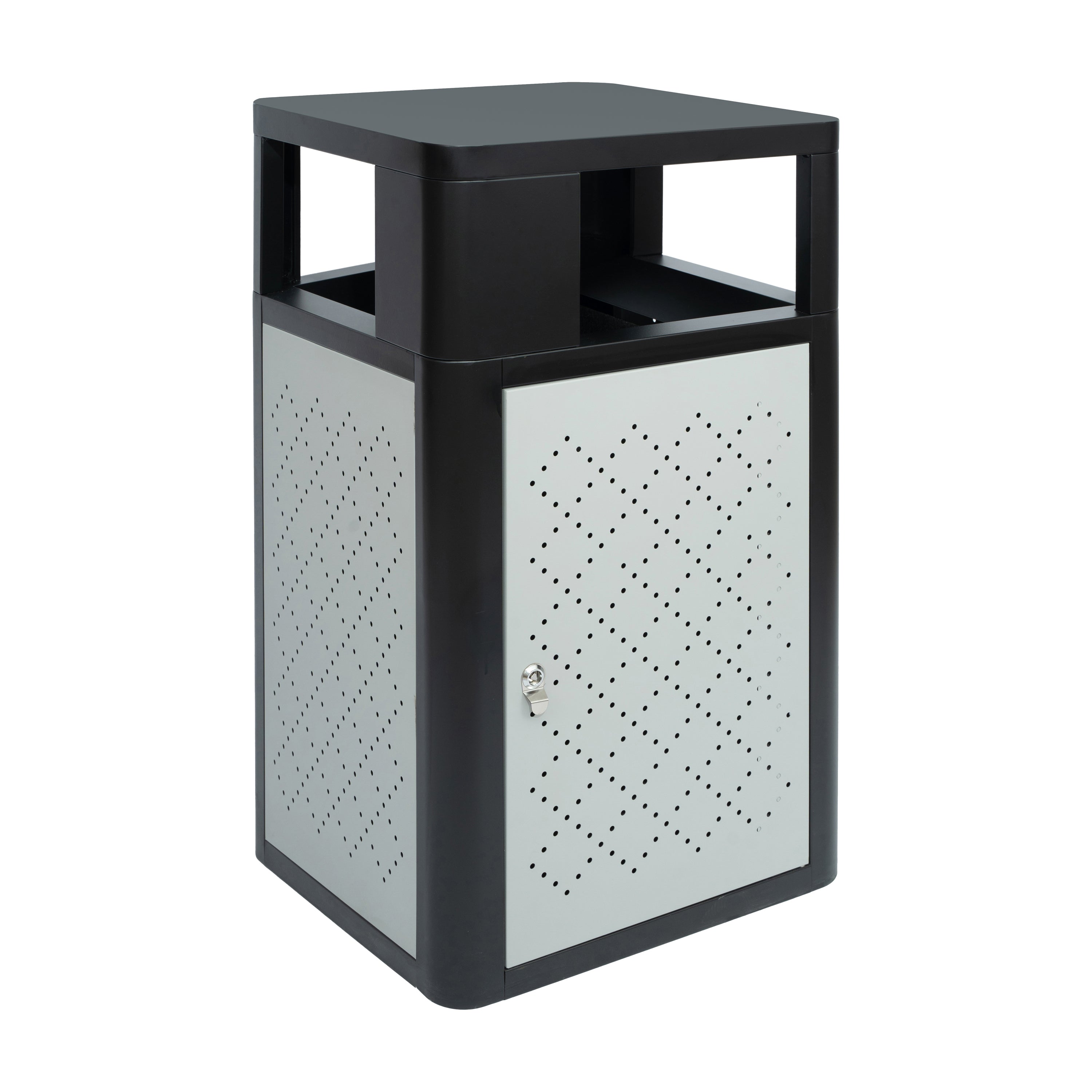 Brooks 31.4-gallon commercial steel trash receptacle in black and silver