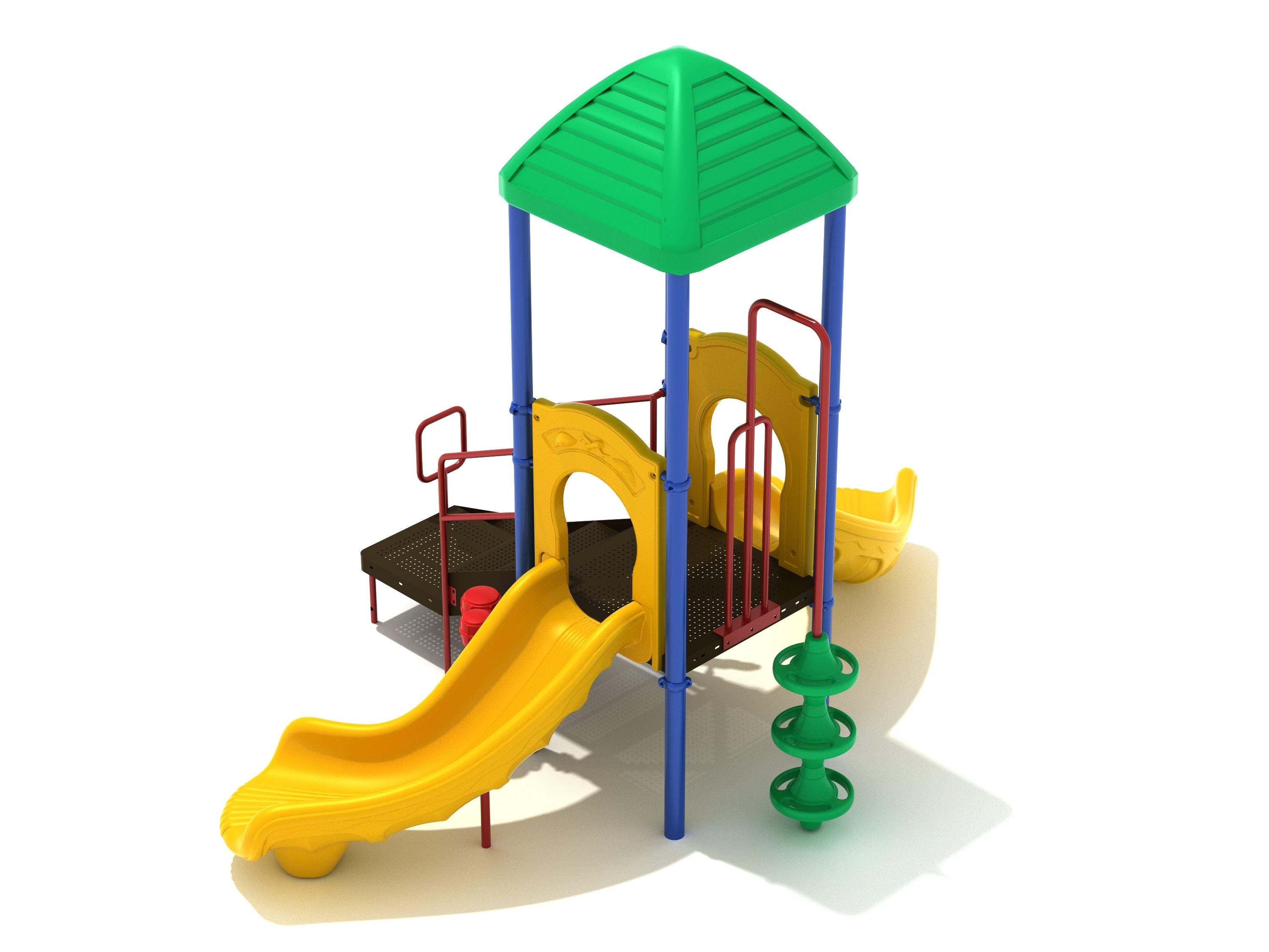 Powells Bay commercial playground in Primary colors, front view