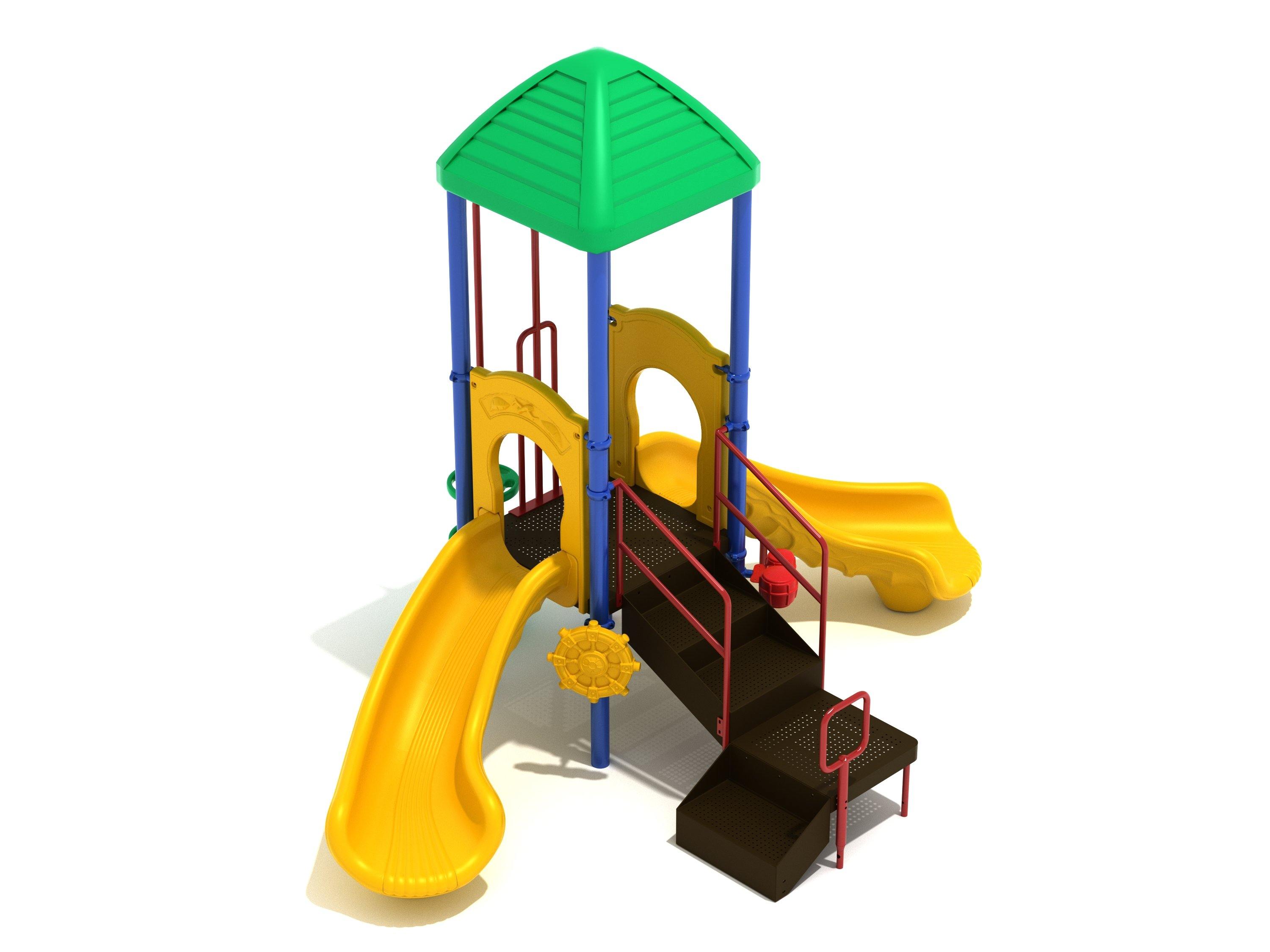 Powells Bay commercial playground in Primary colors, alternate view