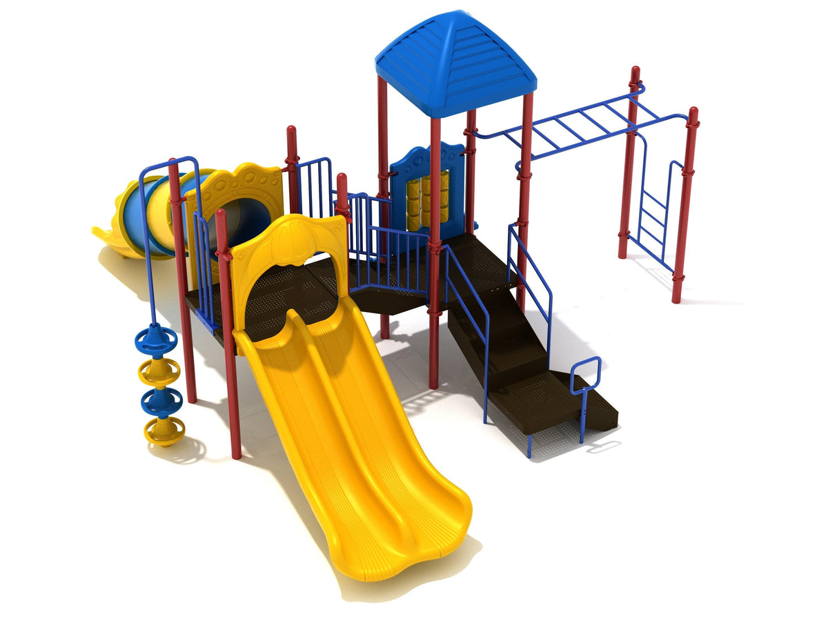 Tidewater Club commercial playground in Primary colors, front view