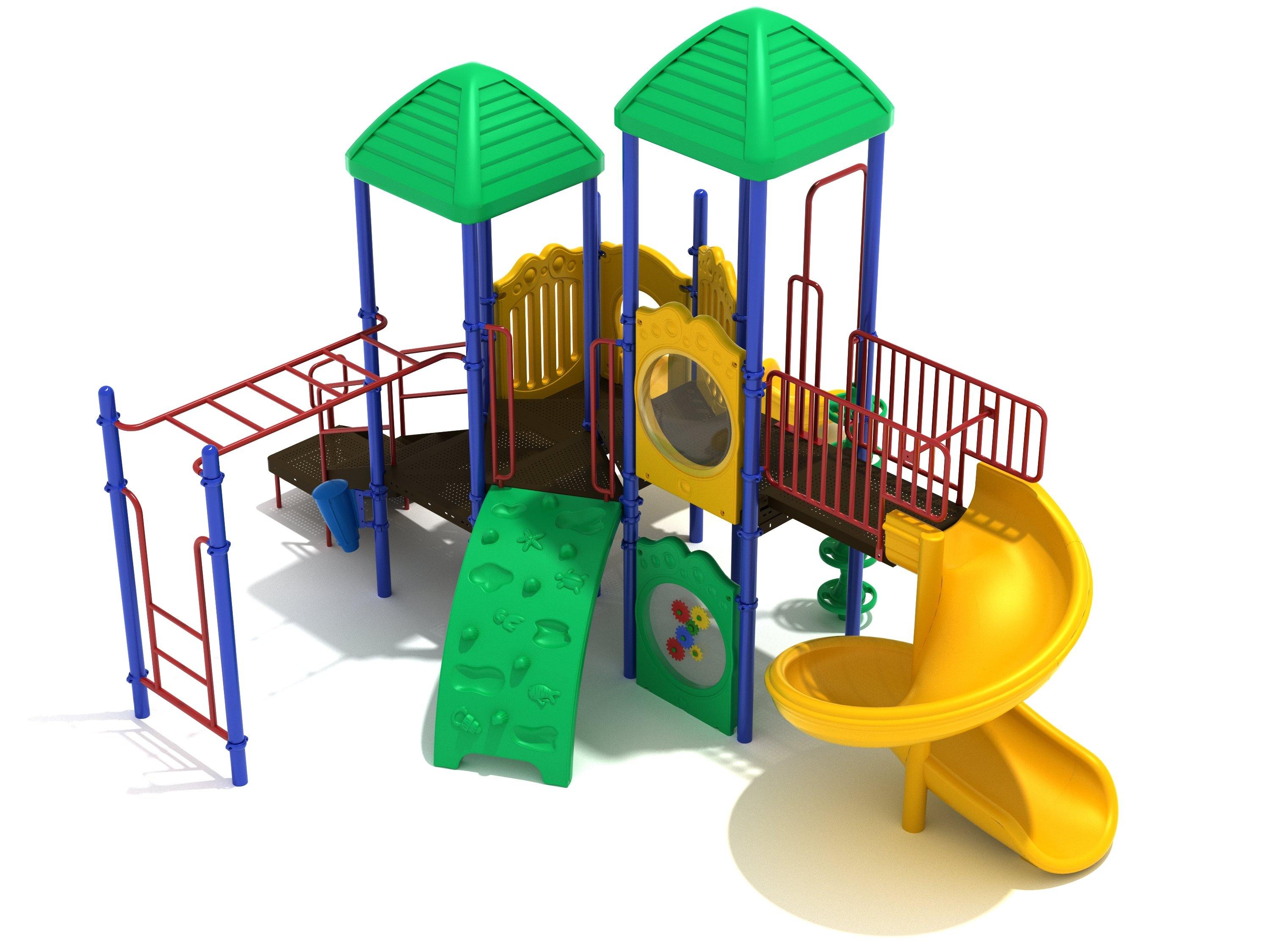 Coopers Neck commercial playground in Primary colors, alternate view
