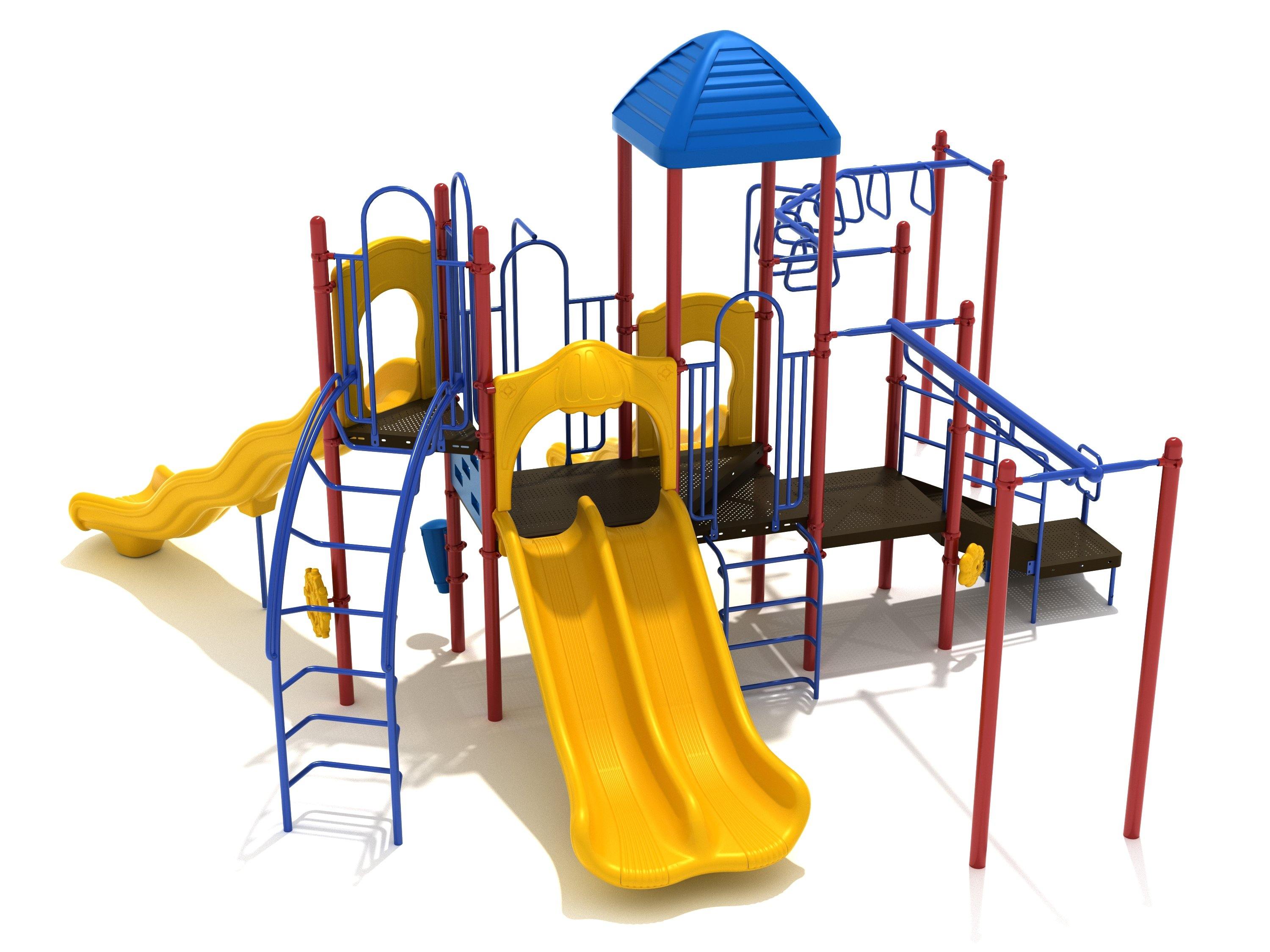 Imperial Springs commercial playground in Primary colors, alternate view