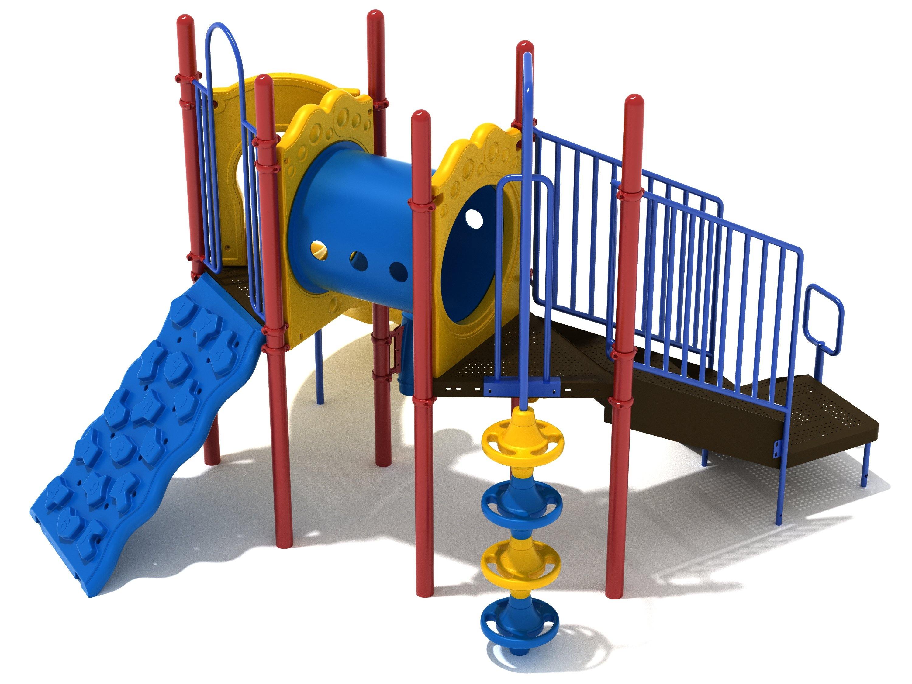 Worthy Courage commercial playground in Primary colors, front view