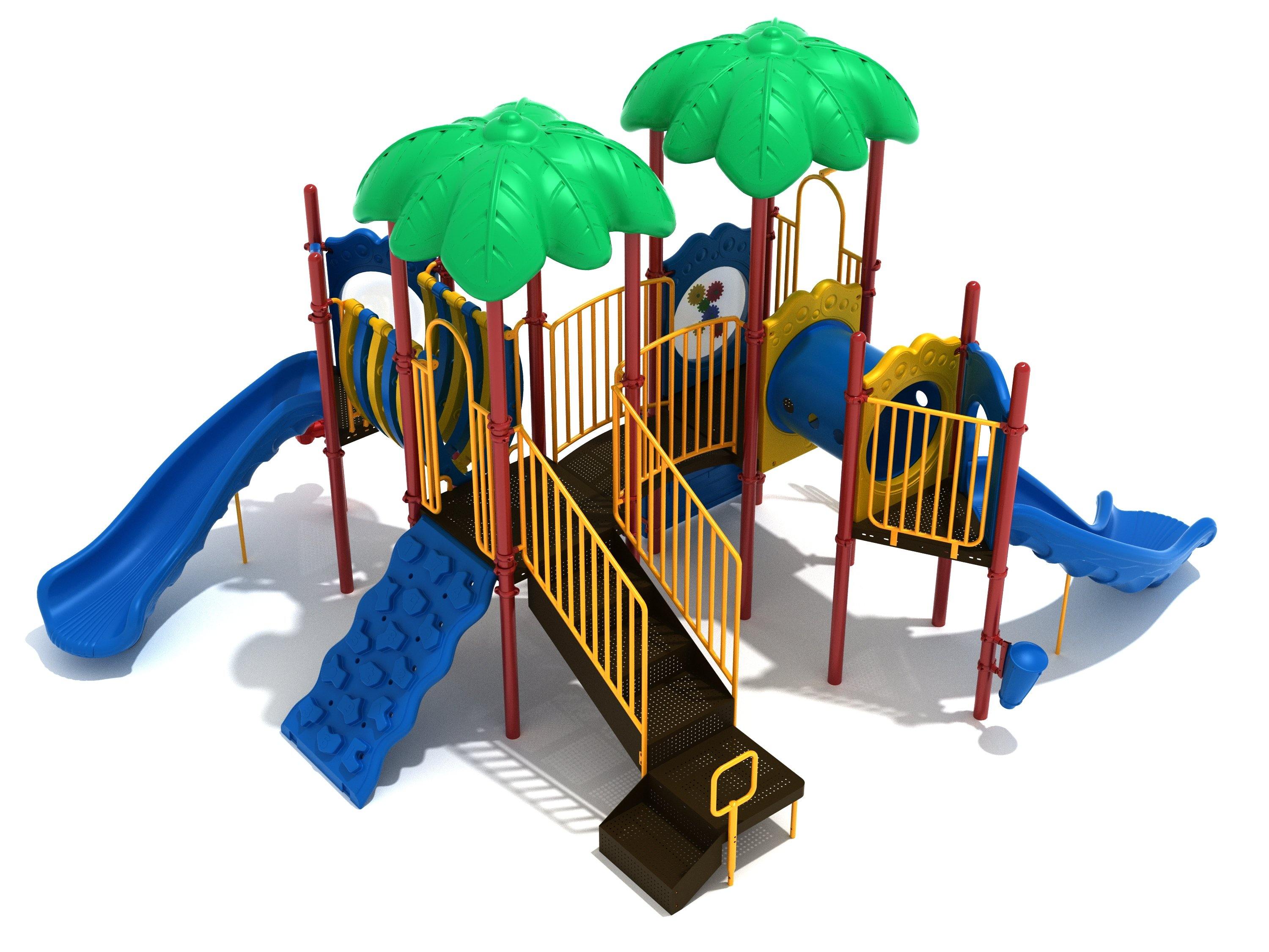 King's Ridge commercial playground in Primary colors, front view