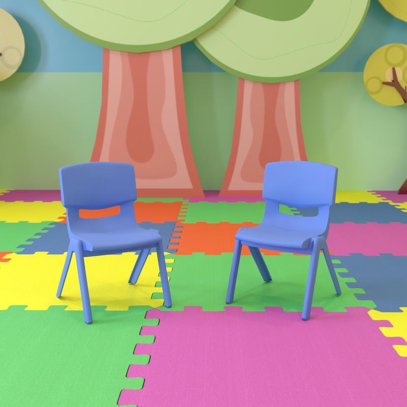 Whitney 2 Pack Blue Plastic Stackable School Chair with 10.5'' Seat Height