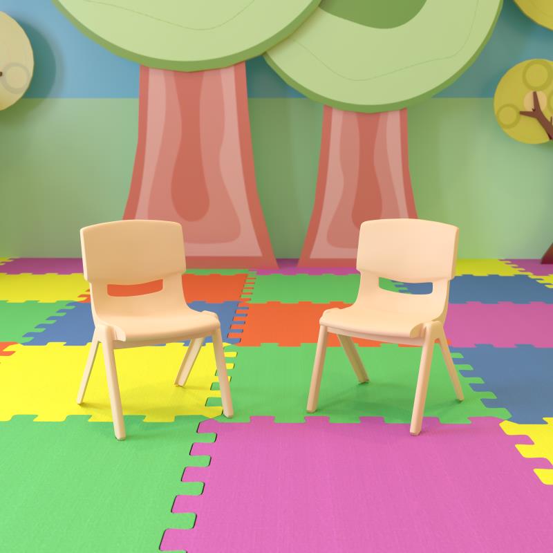 Whitney 2 Pack Natural Plastic Stackable School Chair with 10.5" Seat Height