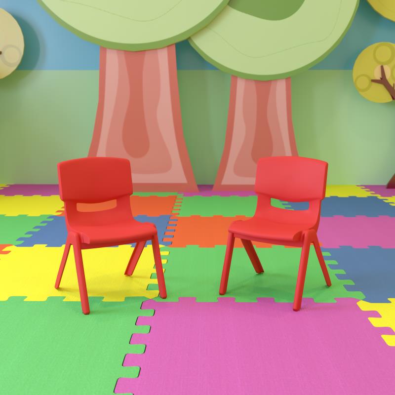 Whitney 2 Pack Red Plastic Stackable School Chair with 10.5'' Seat Height