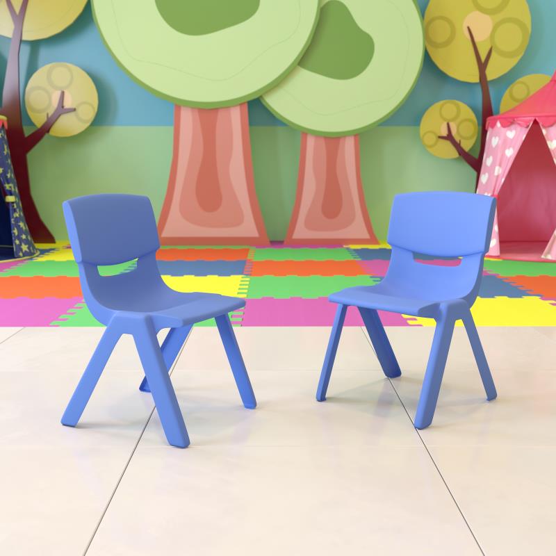 Whitney 2 Pack Blue Plastic Stackable School Chair with 13.25" Seat Height