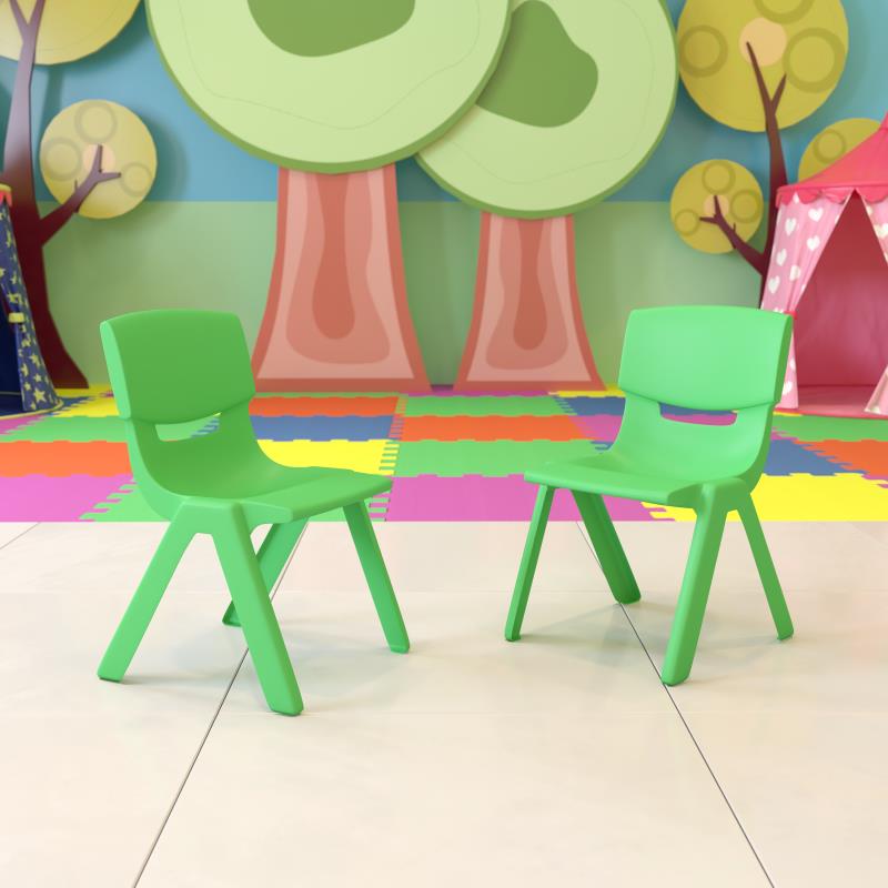 Whitney 2 Pack Green Plastic Stackable School Chair with 13.25" Seat Height