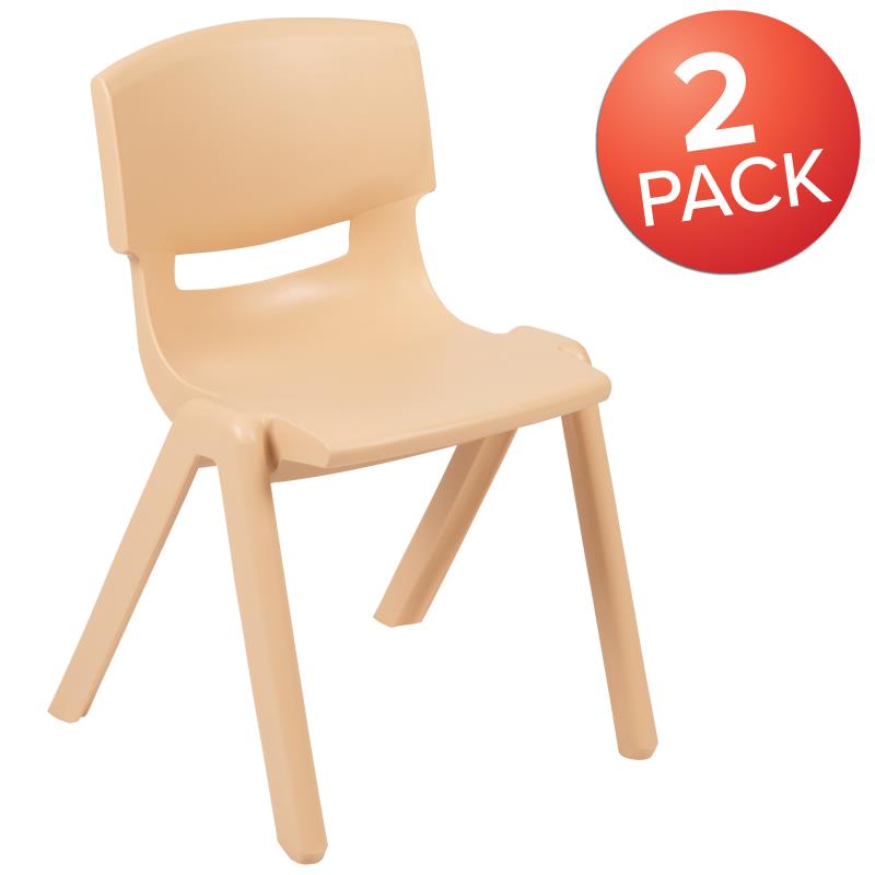 Whitney 2 Pack Natural Plastic Stackable School Chair with 13.25" Seat Height