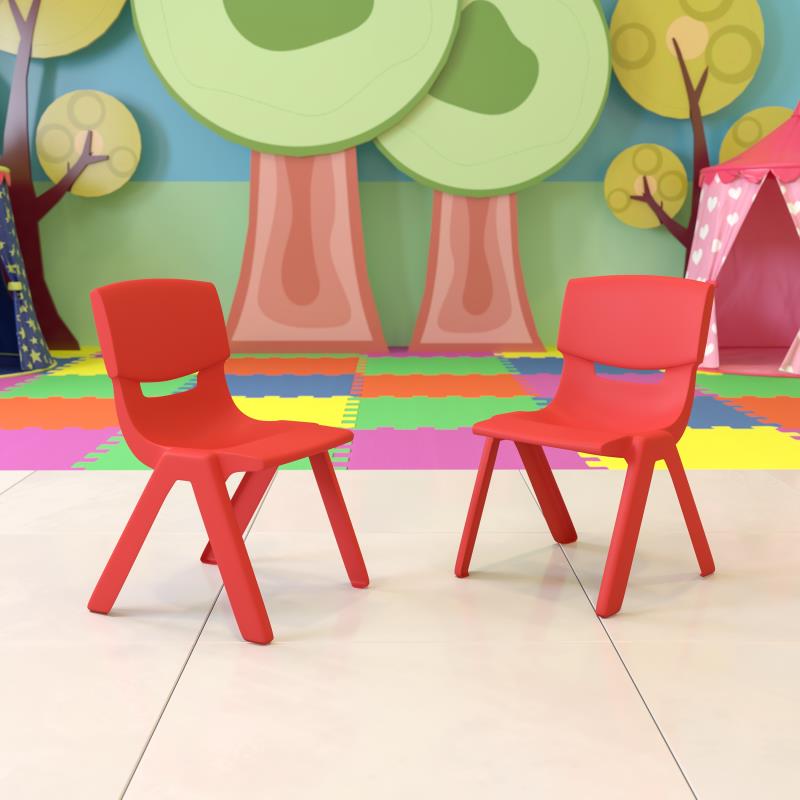 Whitney 2 Pack Red Plastic Stackable School Chair with 13.25" Seat Height
