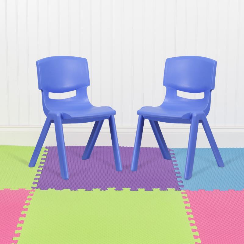 Whitney 2 Pack Blue Plastic Stackable School Chair with 15.5" Seat Height