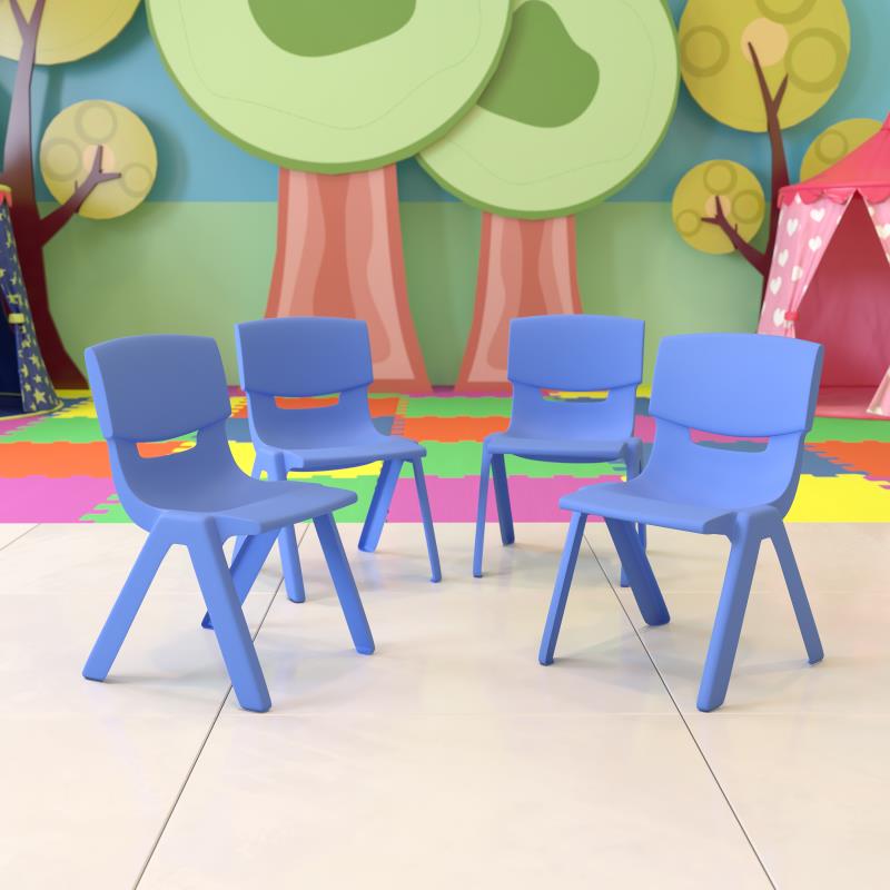 Whitney 4 Pack Blue Plastic Stackable School Chair with 12'' Seat Height