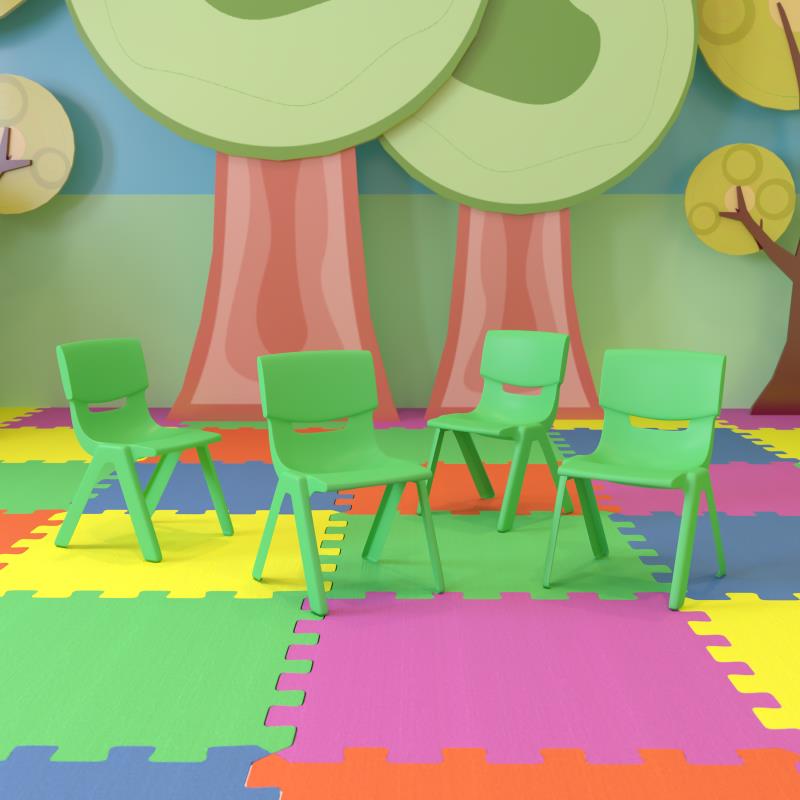Whitney 4 Pack Green Plastic Stackable School Chair with 10.5'' Seat Height