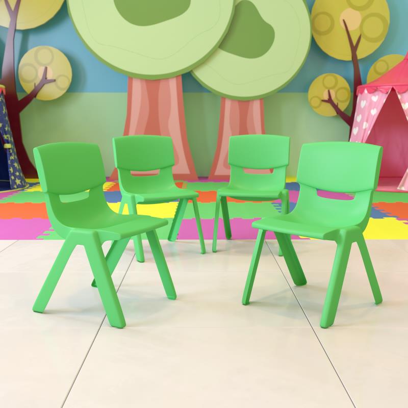 Whitney 4 Pack Green Plastic Stackable School Chair with 13.25'' Seat Height