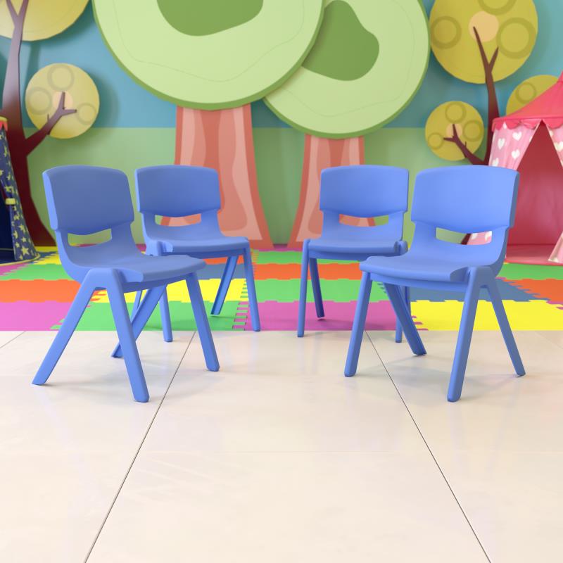 Whitney 4 Pack Blue Plastic Stackable School Chair with 15.5'' Seat Height