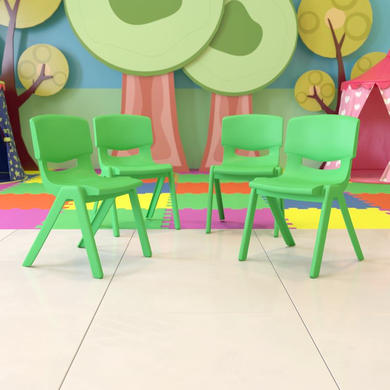 Whitney 4 Pack Green Plastic Stackable School Chair with 15.5'' Seat Height
