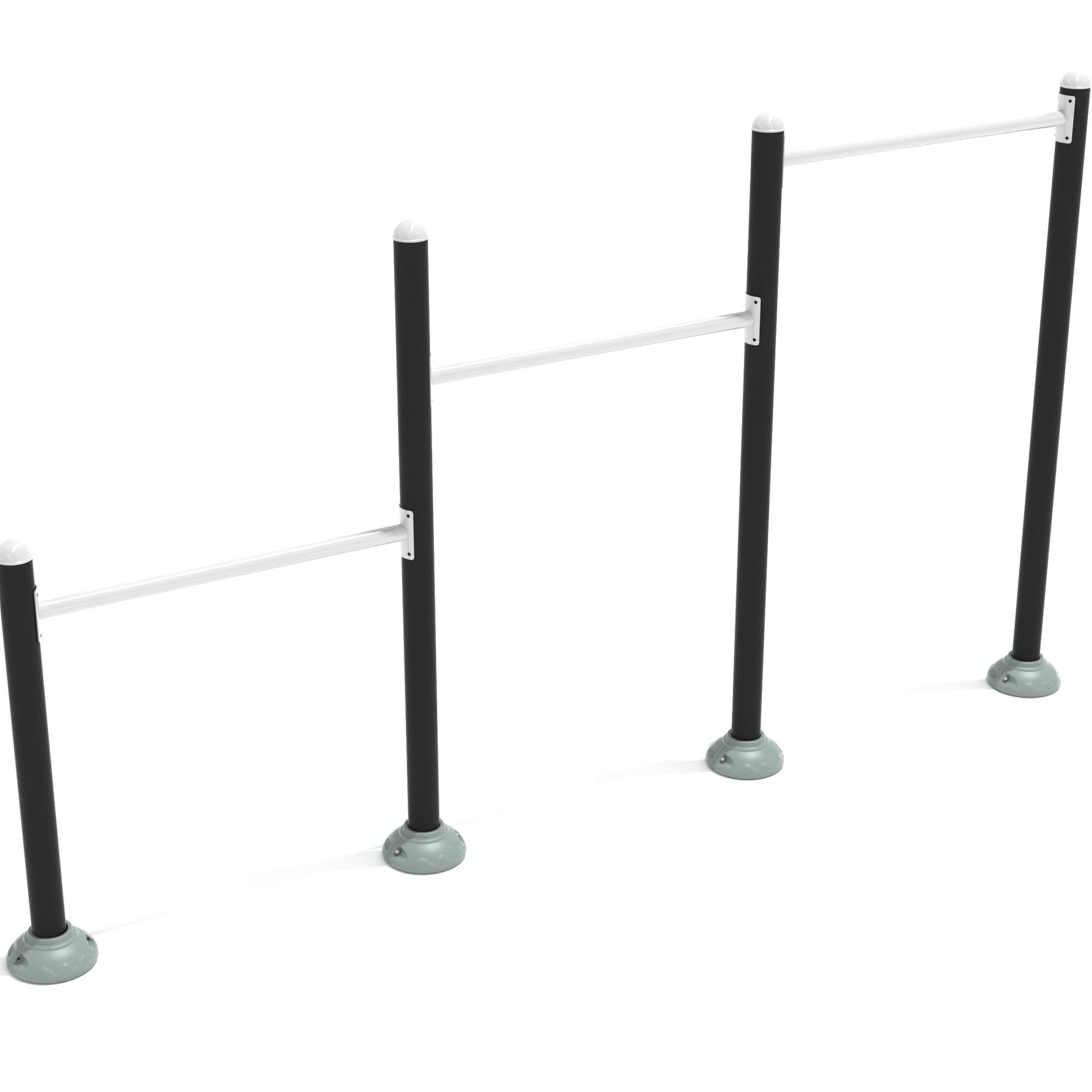Inclined Chin-Up Bars: Triple Station commercial playground equipment