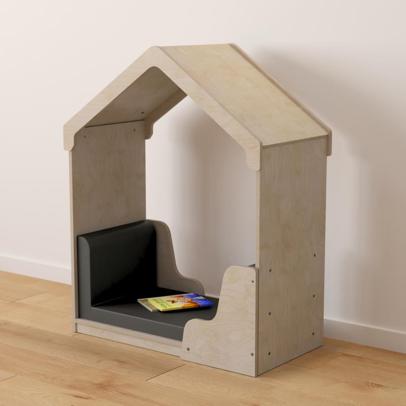 Bright Beginnings Commercial Grade Green Guard Certified Wooden Quiet Corner Reading Nook with Padded Soft Seating