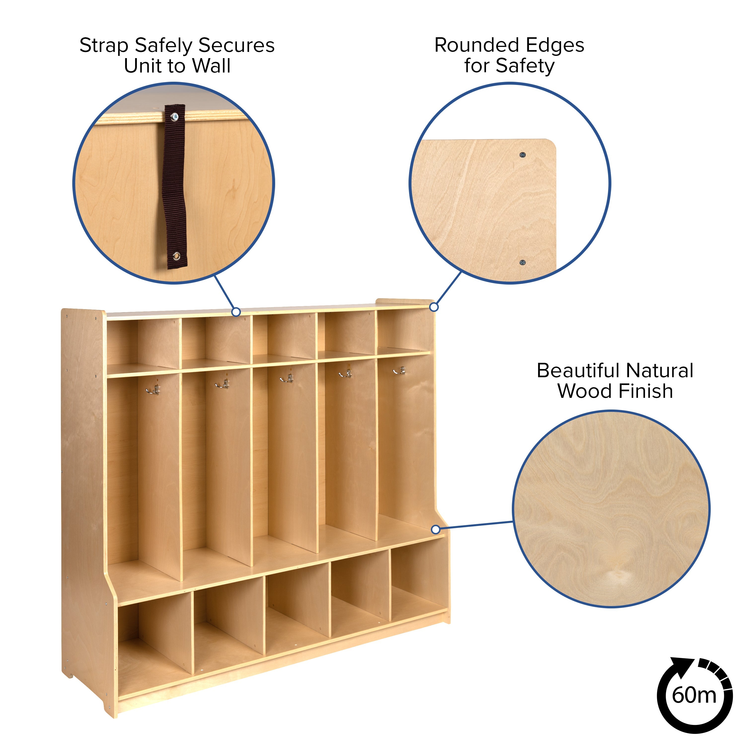 Hercules school coat locker cubby and hook detail