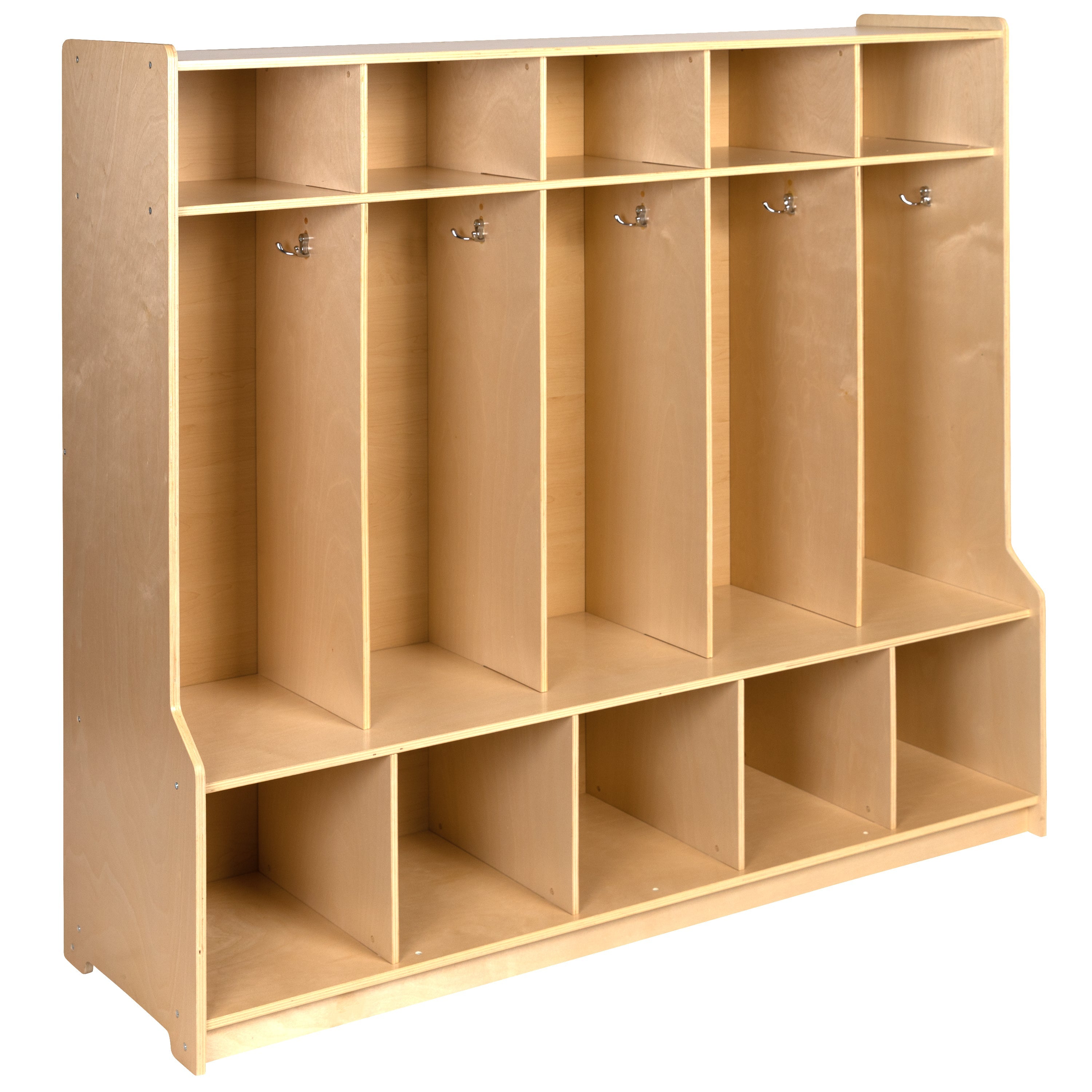 Hercules 5-section school coat locker with bench and cubbies