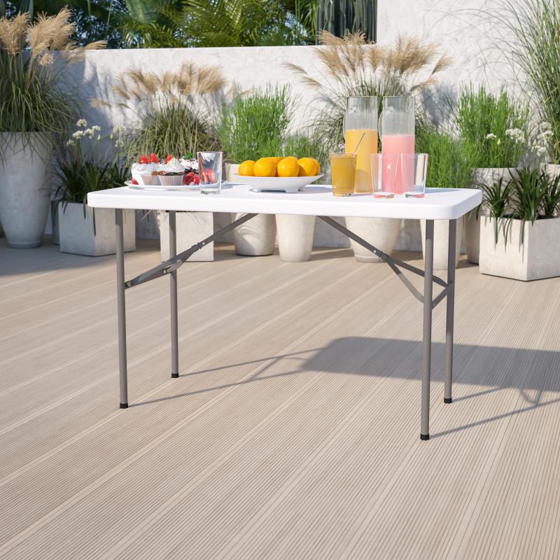Kathryn 4-Foot Granite White Plastic Folding Table