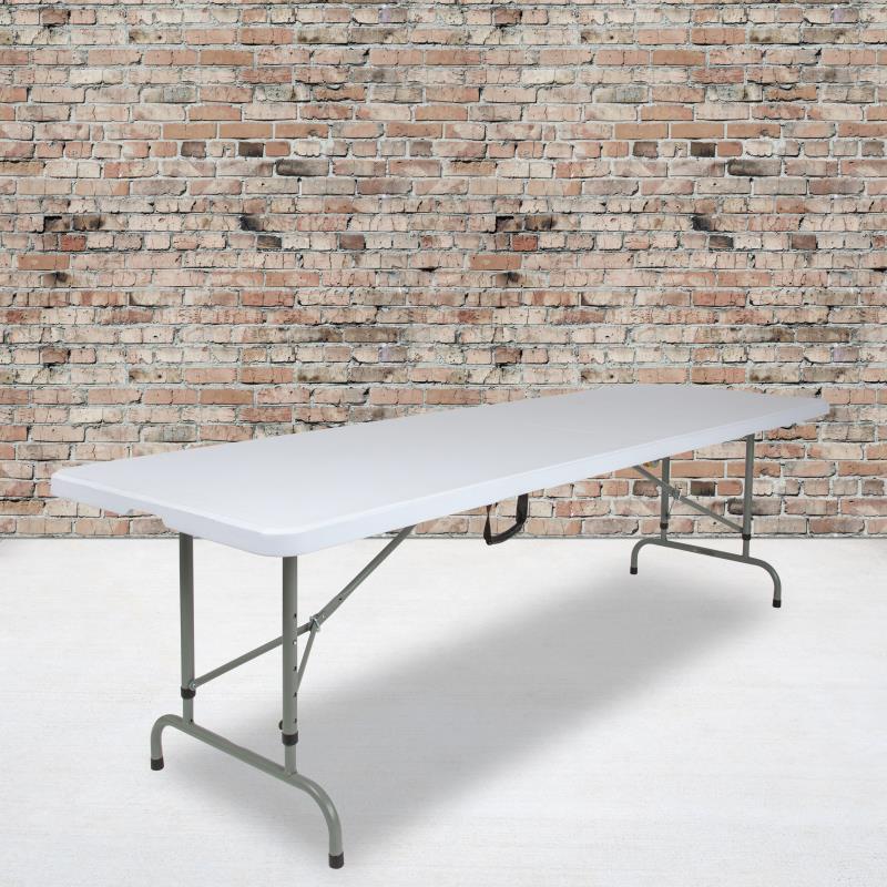Kathryn 6-Foot Height Adjustable Granite White Plastic Folding Table
