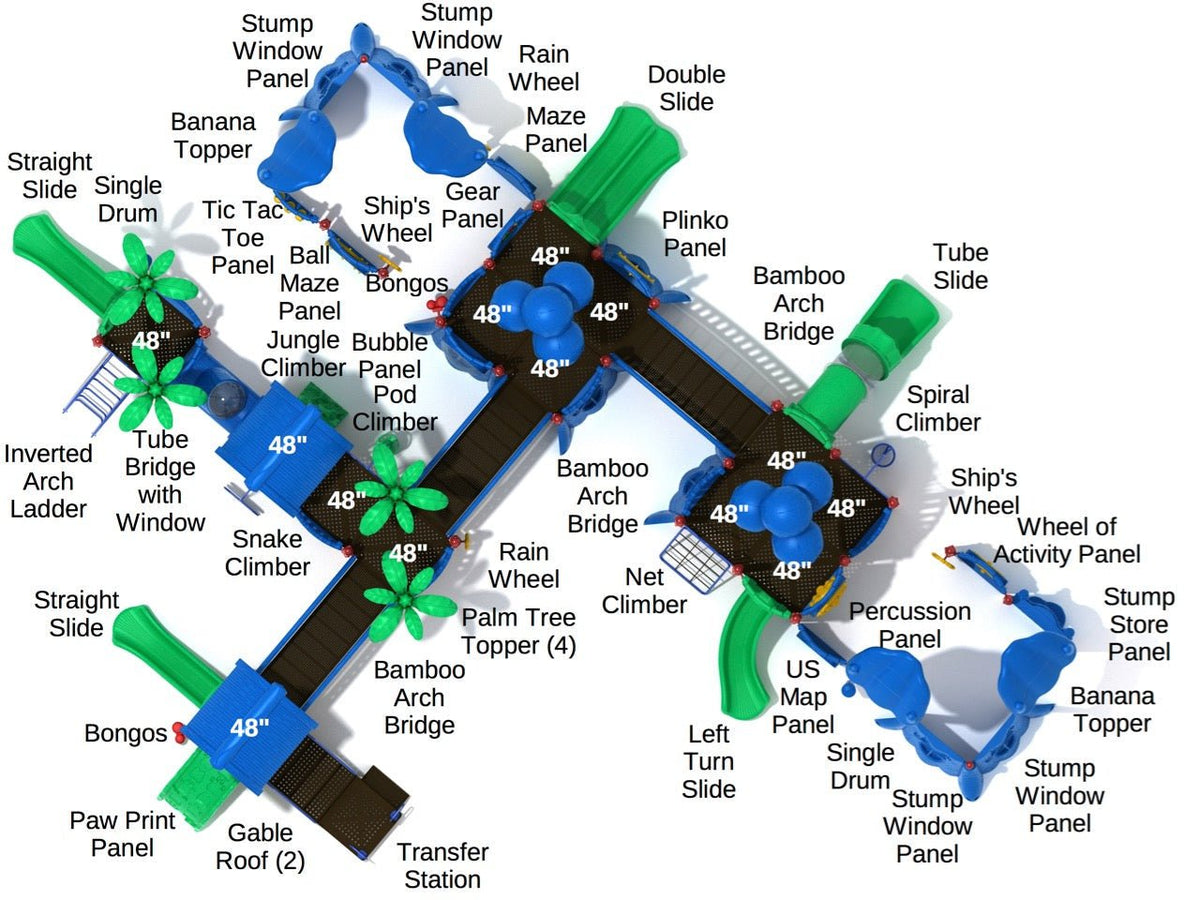 Amazing Antelope PTH047 commercial playground, detailed top-down view