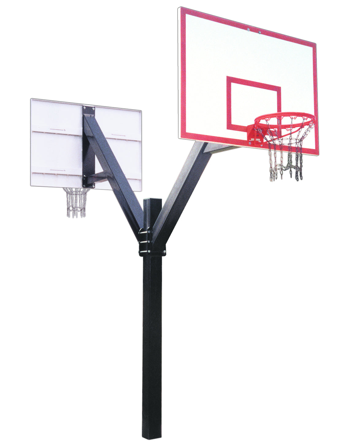 Legend Dynasty Dual commercial basketball goal with two fiberglass backboards