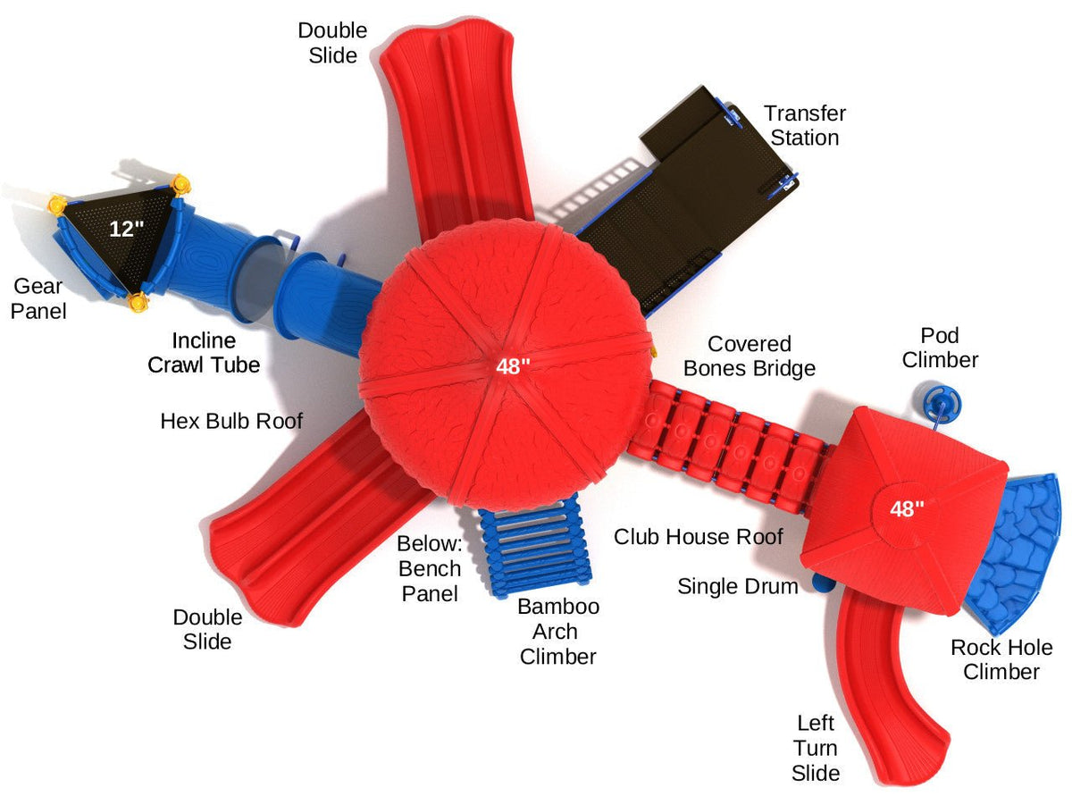 Cantankerous Crocodile Commercial Playground detailed overhead view - Horizon Cheer