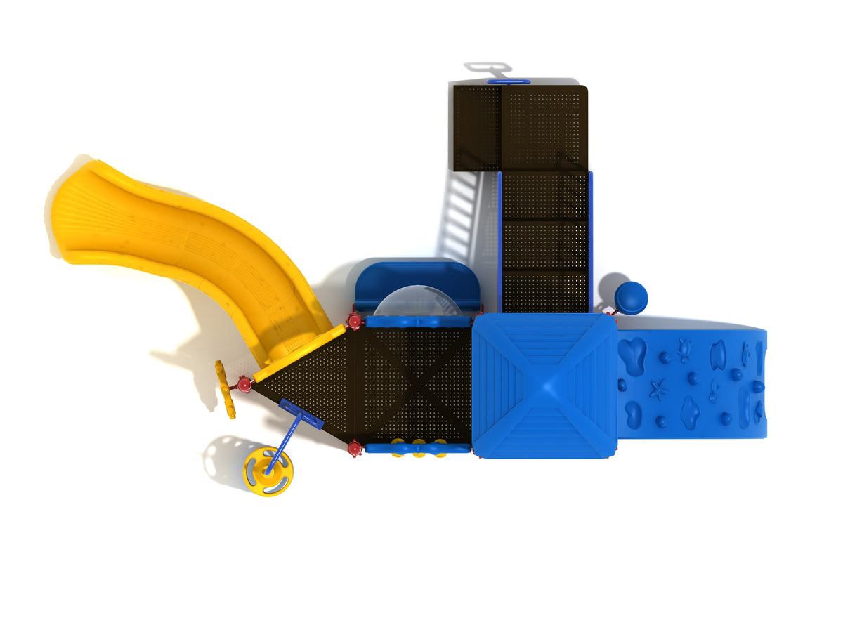 Diamond Head commercial playground in Primary colors, top-down view