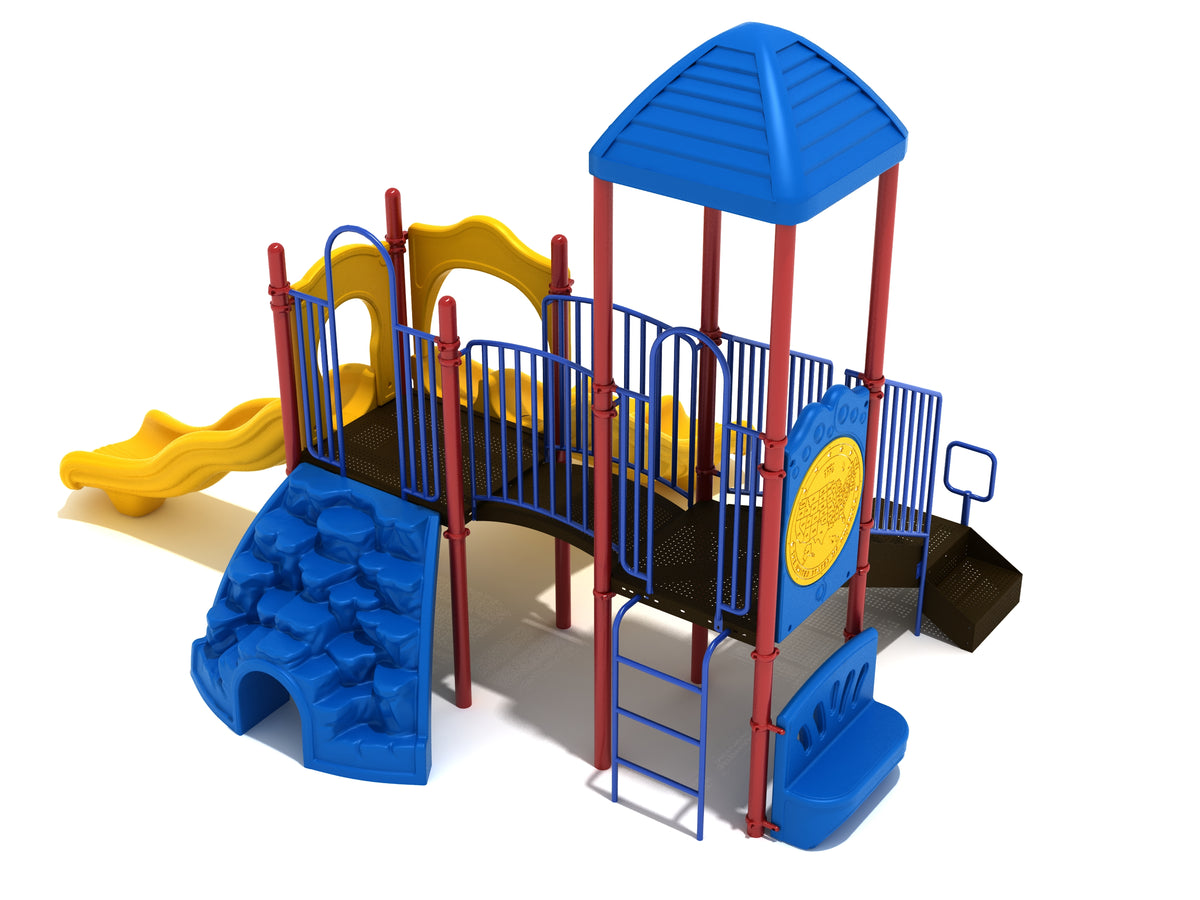 Gold Canyon commercial playground in Primary colors, front view