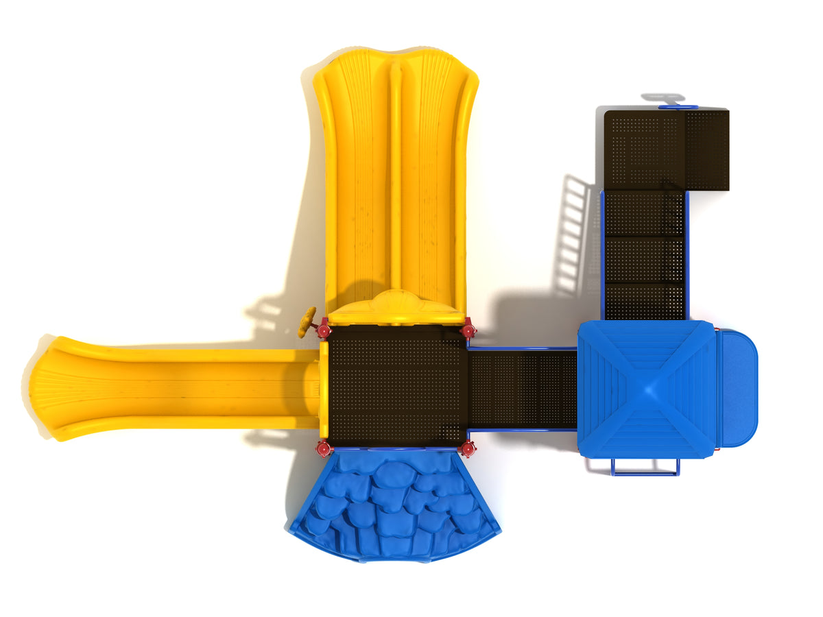 Gold Canyon commercial playground in Primary colors, top-down view