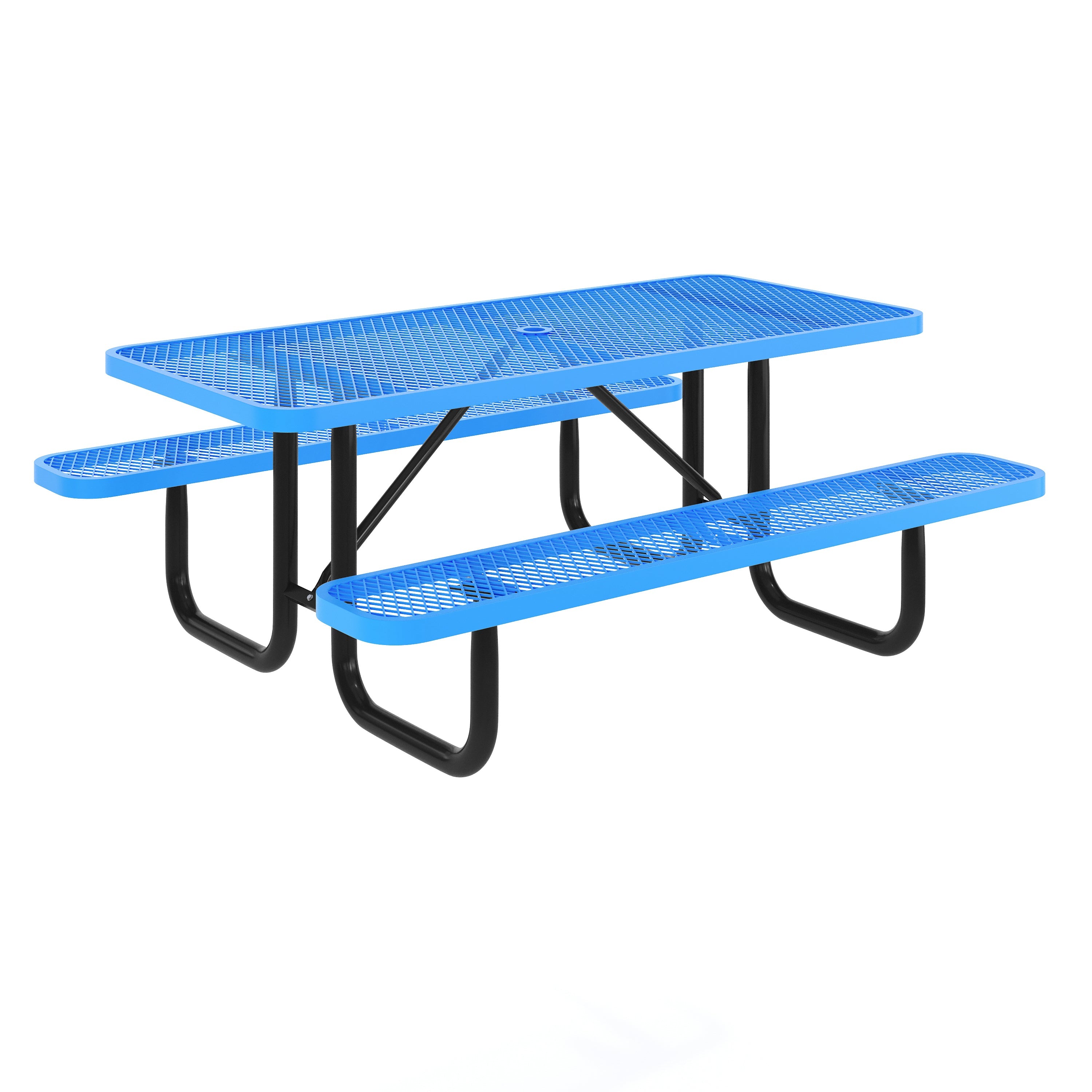 Mantilla 6-foot blue freestanding commercial rectangular picnic table